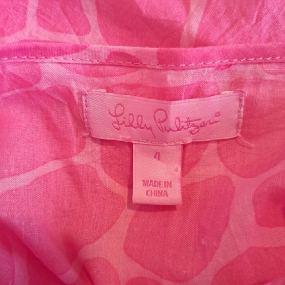 Lilly Pulitzer girls size 4 2 tone pink giraffe print top - Picture 3 of 3